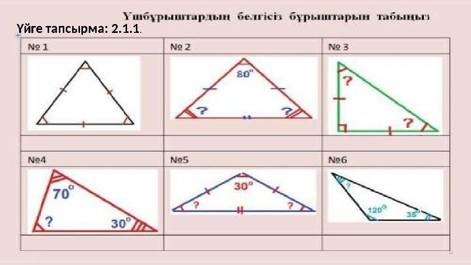 Үйге тапсырма: 2.1.1. Үйге тапсырма: 2.1.1.
