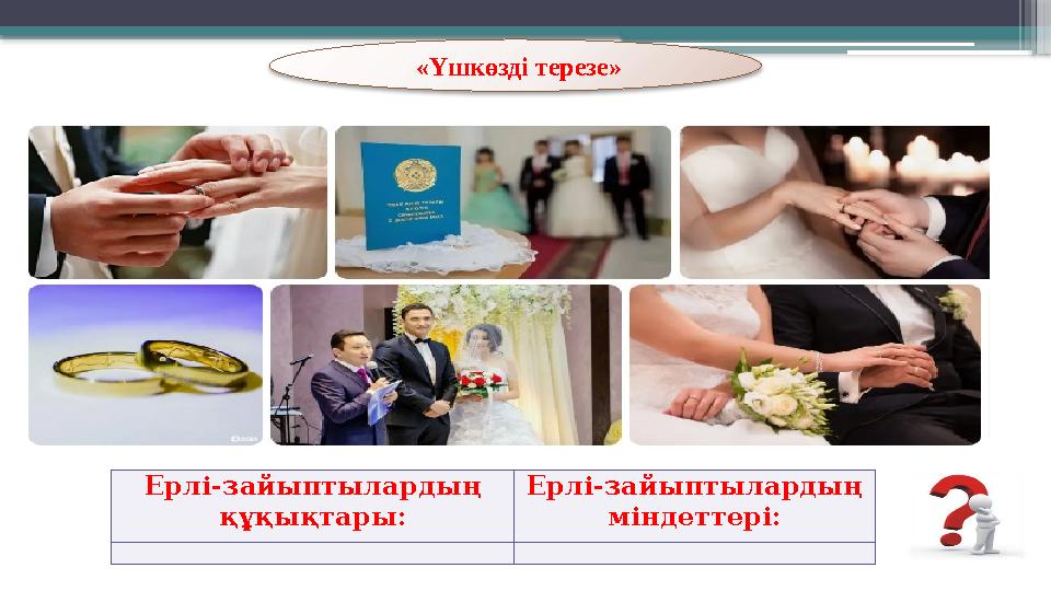 «Үшкөзді терезе» Ерлі-зайыптылардың құқықтары: Ерлі-зайыптылардың міндеттері: