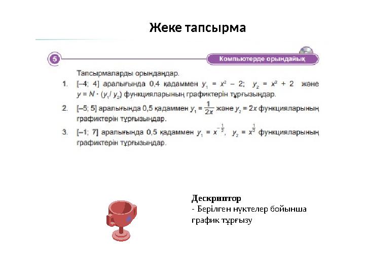Жеке тапсырма Дескриптор - Берілген нүктелер бойынша график тұрғызу