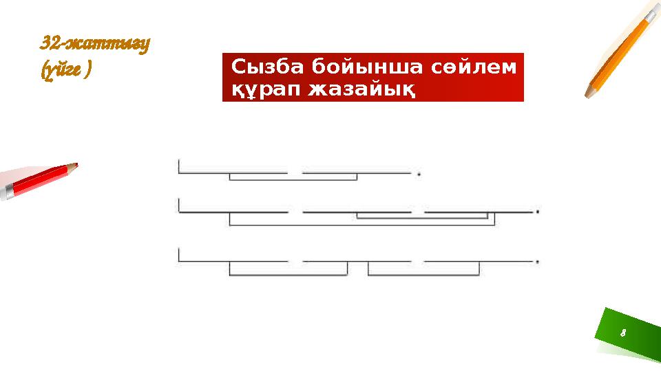 8 Сызба бойынша сөйлем құрап жазайық 32-жаттығу (үйге )