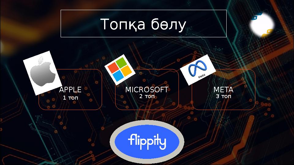 Топқа бөлу APPLE METAMICROSOFT 1 топ 3 топ2 топ