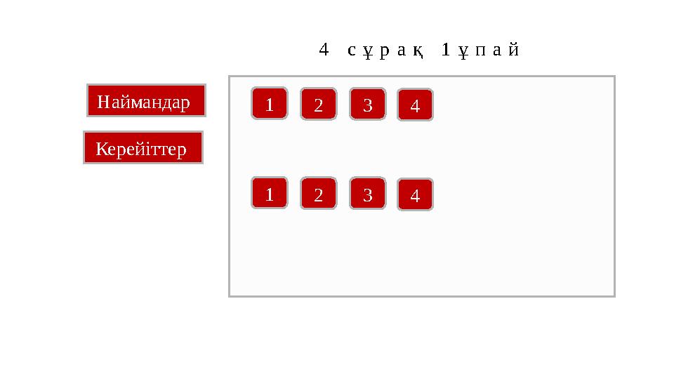 4 с ұ р а қ 1ұ п а й Наймандар Керейіттер 1234 1234