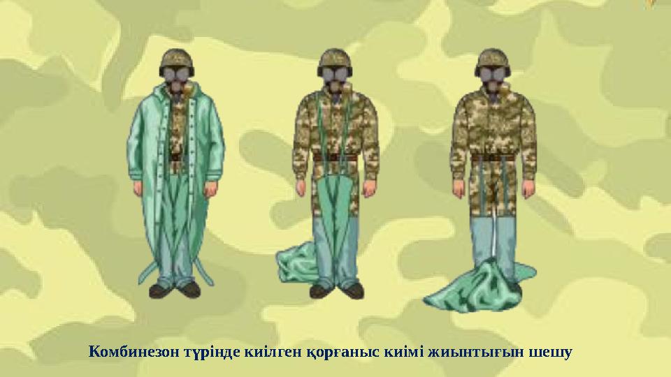 Комбинезон түрінде киілген қорғаныс киімі жиынтығын шешу