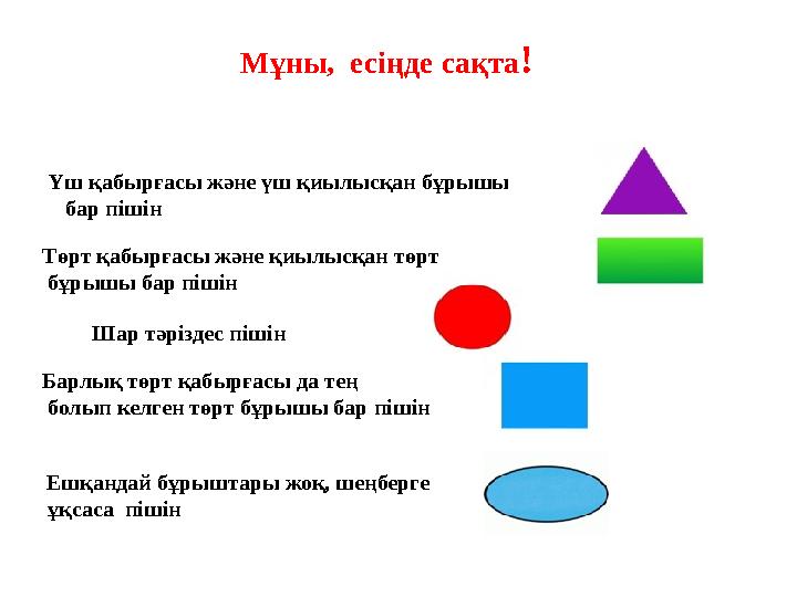 Үш қабырғасы және үш қиылысқан бұрышы бар пішін Шар тәріздес пішін Төрт қабырғасы және қиылысқан төрт бұрышы бар пішін Е