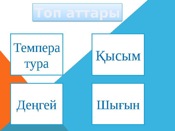 Топ аттары Темпера тура Деңгей Шығын Қысым