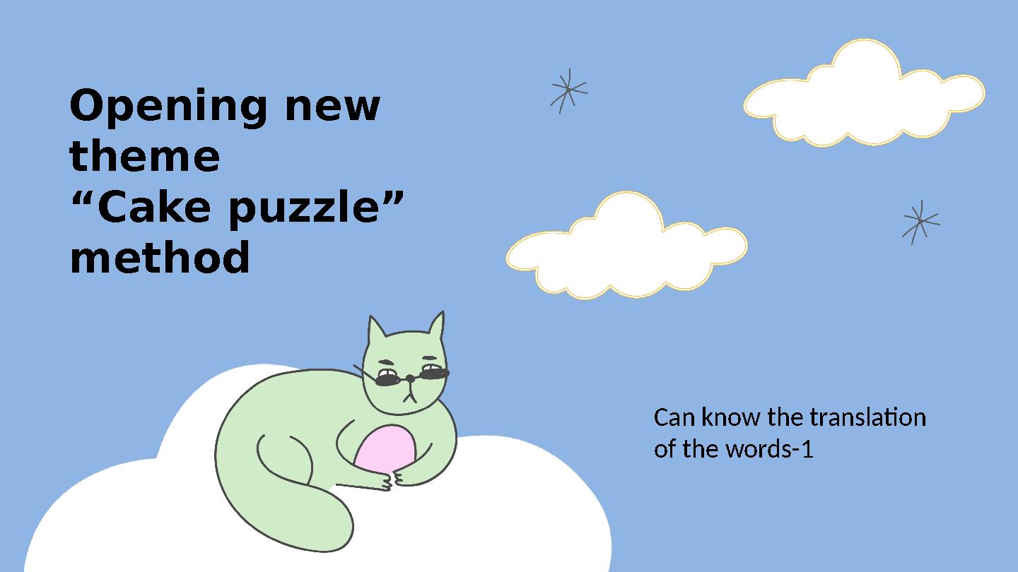 Opening new theme “ Cake puzzle” method Can know the translation of the words-1