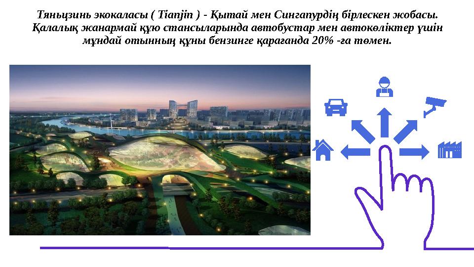 Тяньцзинь экокаласы ( Tianjin ) - Қытай мен Сингапурдің бірлескен жобасы. Қалалық жанармай құю стансыларында автобустар мен авт