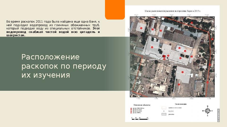 Во время раскопок 2011 года была найдена еще одна баня, к ней подходил водопровод из глиняных обожженных труб, который