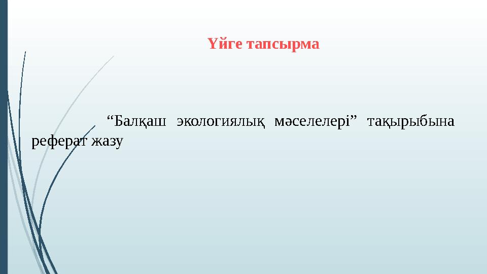 “ Балқаш экологиялық мәселелері” тақырыбына реферат жазу Үйге тапсырма