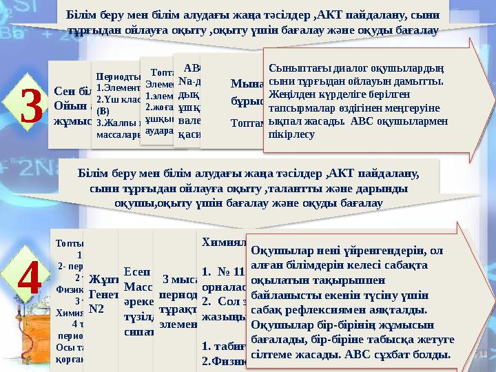 Білім беру мен білім алудағы жаңа тәсілдер ,АКТ пайдалану, сыни тұрғыдан ойлауға оқыту ,оқыту үшін бағалау және оқуды бағалау