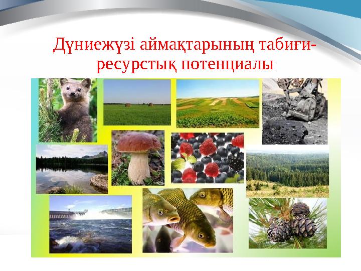 Дүниежүзі аймақтарының табиғи- ресурстық потенциалы
