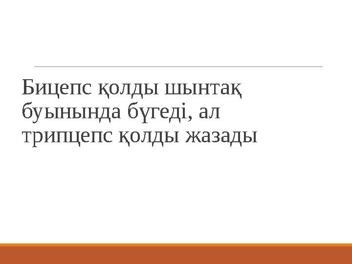 Бицепс қолды шынтақ буынында бүгеді, ал трипцепс қолды жазады