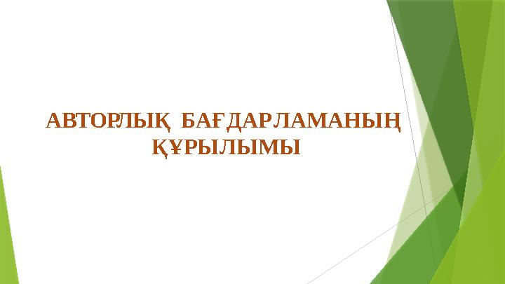 АВТОРЛЫҚ БАҒДАР ЛАМАНЫҢ ҚҰРЫЛЫМЫ