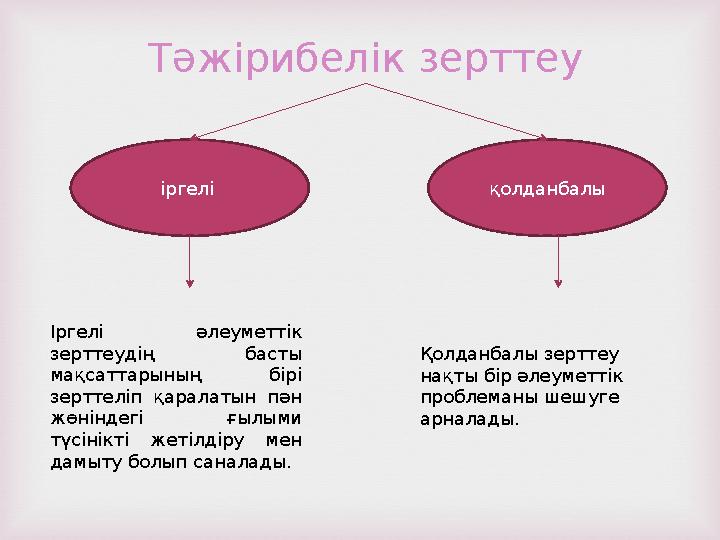 Тәжірибелік зерттеу іргелі қолданбалы Іргелі әлеуметтік зерттеудің басты мақсаттарының бірі зерттеліп қаралатын пән жөнінде