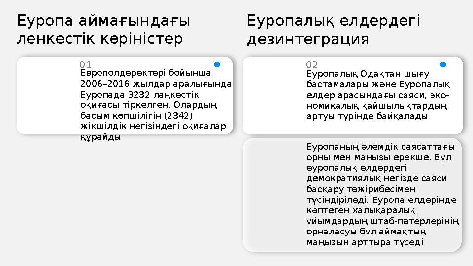 Еуропа аймағындағы ленкестік көріністер Европолдеректері бойынша 2006–2016 жылдар аралығында Еуропада 3232 лаңкестік оқиға