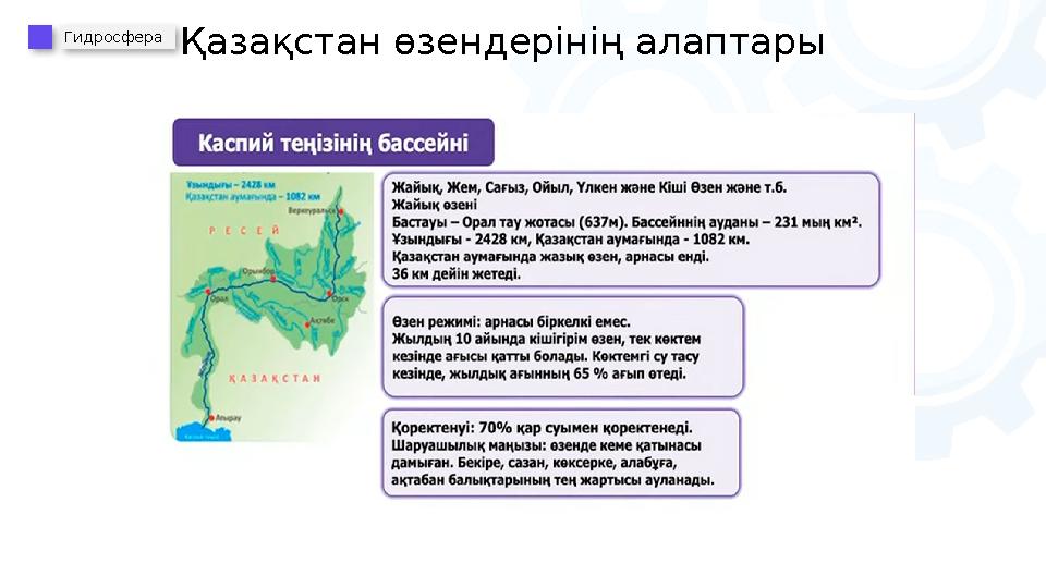 Гидросфера Қазақстан өзендерінің алаптары