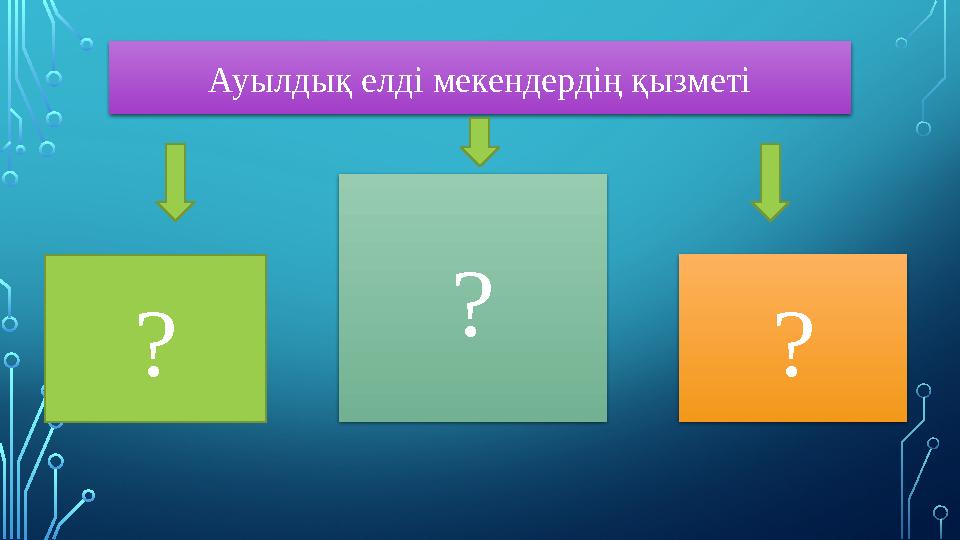 Ауылдық елді мекендердің қызметі ? ? ?