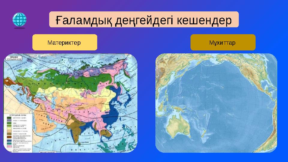 Ғаламдық деңгейдегі кешендер Материктер Мұхиттар