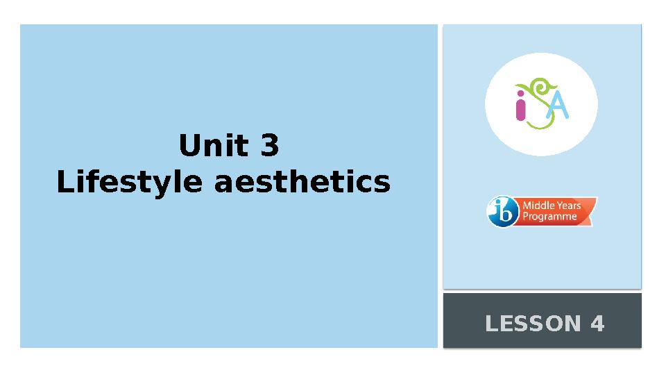 Unit 3 Lifestyle aesthetics LESSON 4
