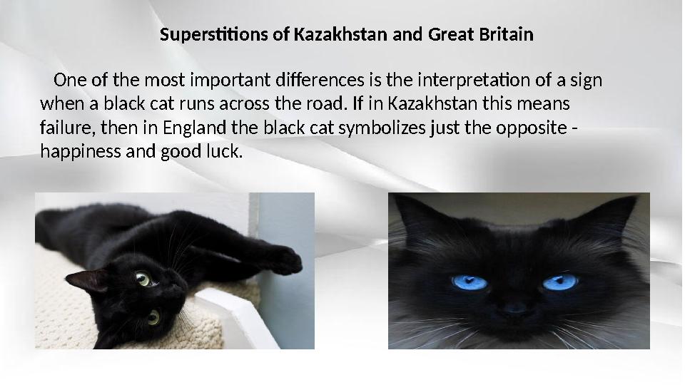 One of the most important differences is the interpretation of a sign when a black cat runs across the road. If in Kazakhst