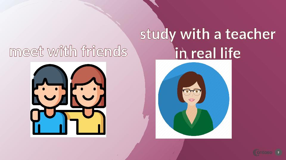 9meet with friends study with a teacher in real life