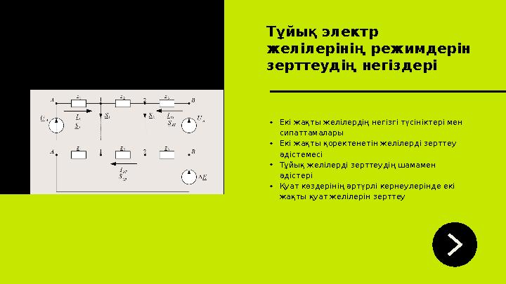 Тұйық электр желілерінің режимдерін зерттеудің негіздері • Екі жақты желілердің негізгі түсініктері мен сипаттамалары • Екі ж