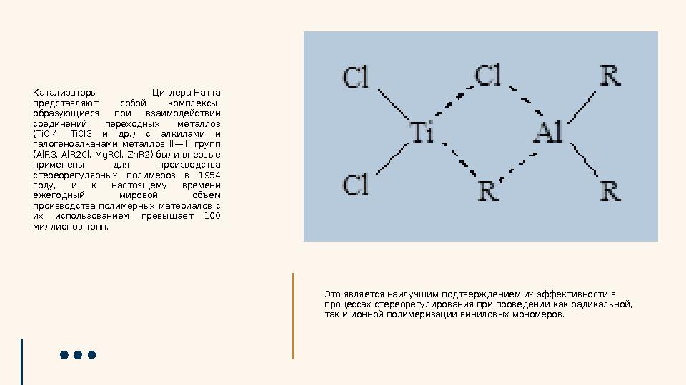 Это является наилучшим подтверждением их эффективности в процессах стереорегулирования при проведении как радикальной, так и и