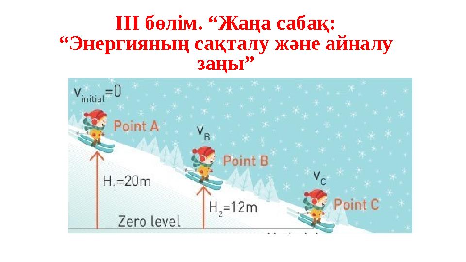 ІІІ бөлім. “Жаңа сабақ: “Энергияның сақталу және айналу заңы”