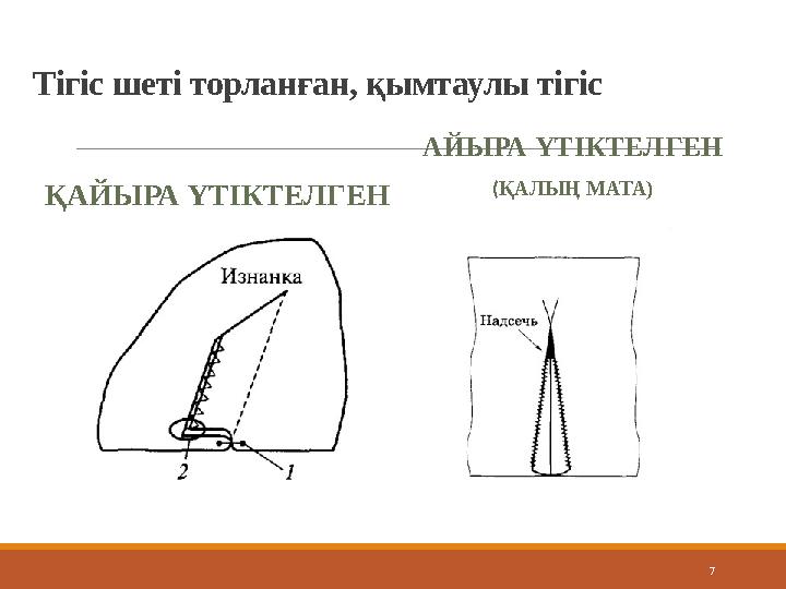 7Тігіс шеті торланған, қымтаулы тігіс ҚАЙЫРА ҮТІКТЕЛГЕН АЙЫРА ҮТІКТЕЛГЕН ( ҚАЛЫҢ МАТА)