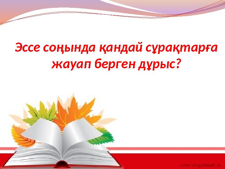 Эссе соңында қандай сұрақтарға жауап берген дұрыс?