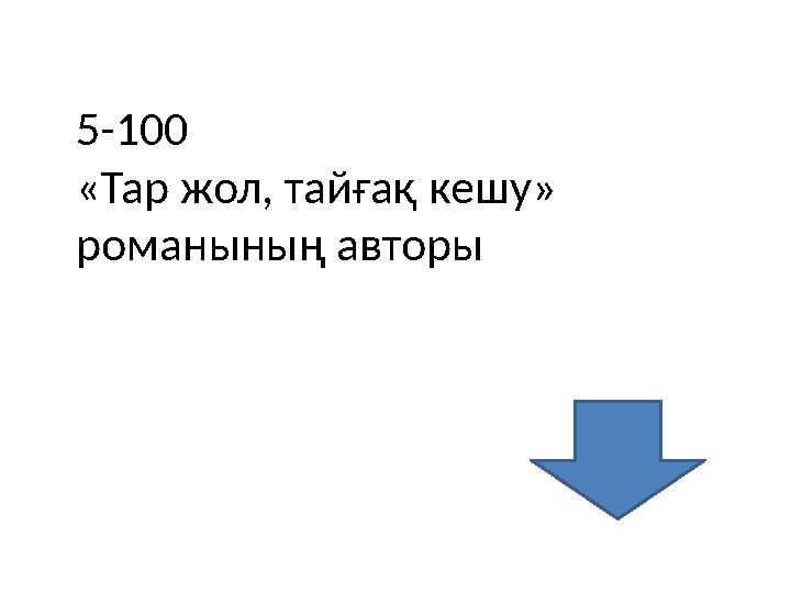 5-100 «Тар жол, тайғақ кешу» романының авторы