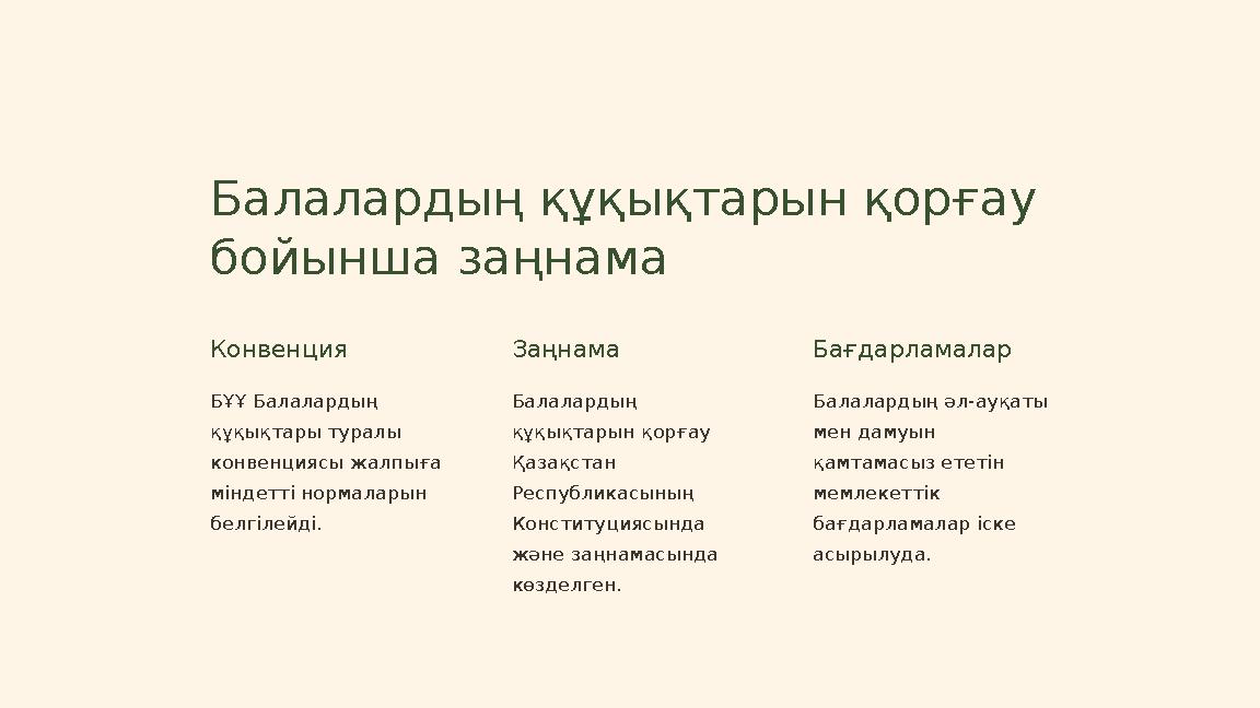 Балалардың құқықтарын қорғау бойынша заңнама Конвенция БҰҰ Балалардың құқықтары туралы конвенциясы жалпыға міндетті нормалар