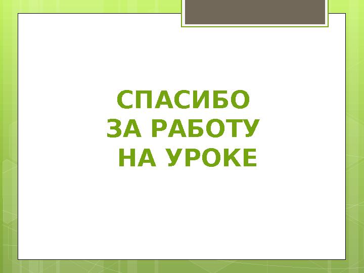 СПАСИБО ЗА РАБОТУ НА УРОКЕ