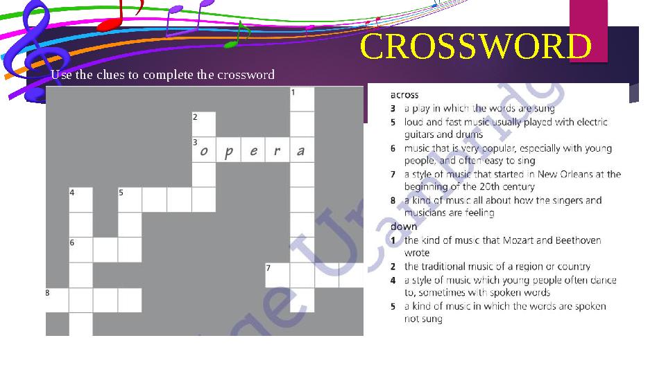 CROSSWORD Use the clues to complete the crossword