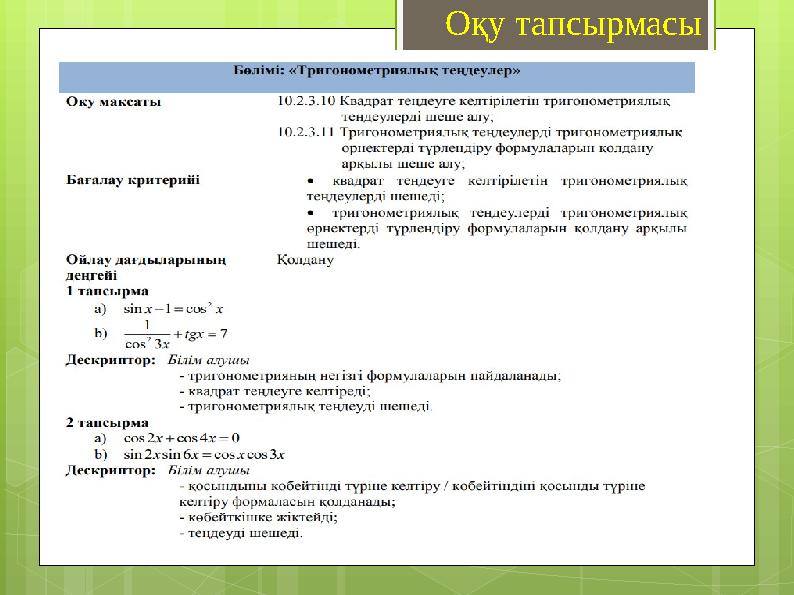 Оқу тапсырмасы