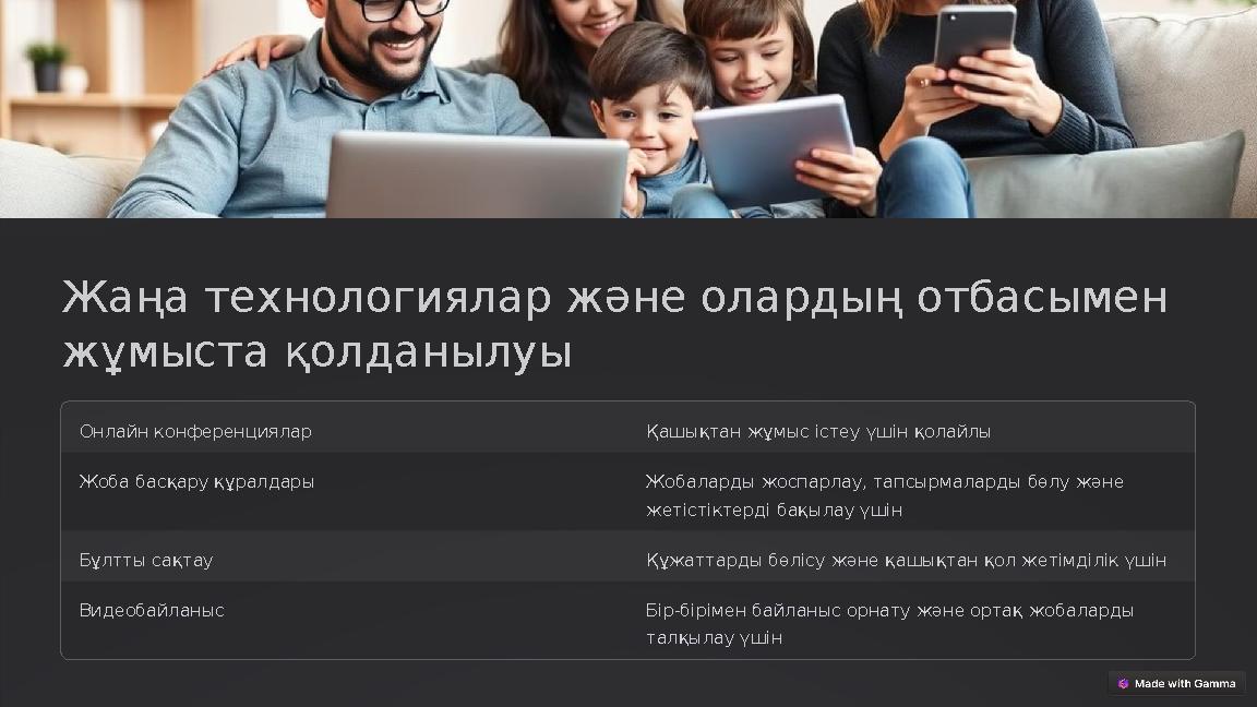 Жаңа технологиялар және олардың отбасымен жұмыста қолданылуы Онлайн конференциялар Қашықтан жұмыс істеу үшін қолайлы Жоба б