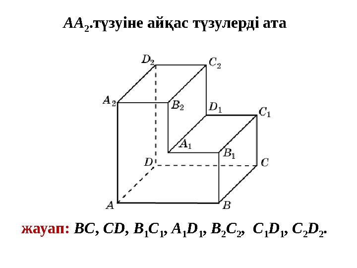 AA 2.түзуіне айқас түзулерді ата жауап: BC, CD, B 1C 1, A 1D 1, B 2C 2, C 1D 1, C 2D 2.