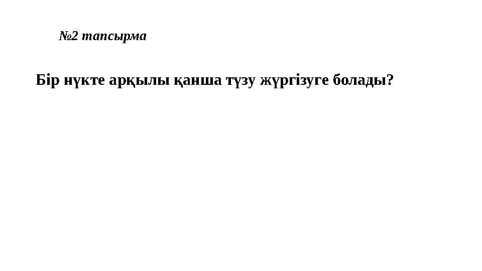 Бір нүкте арқылы қанша түзу жүргізуге болады? №2 тапсырма