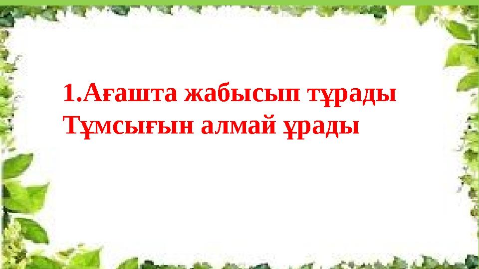 1.Ағашта жабысып тұрады Тұмсығын алмай ұрады