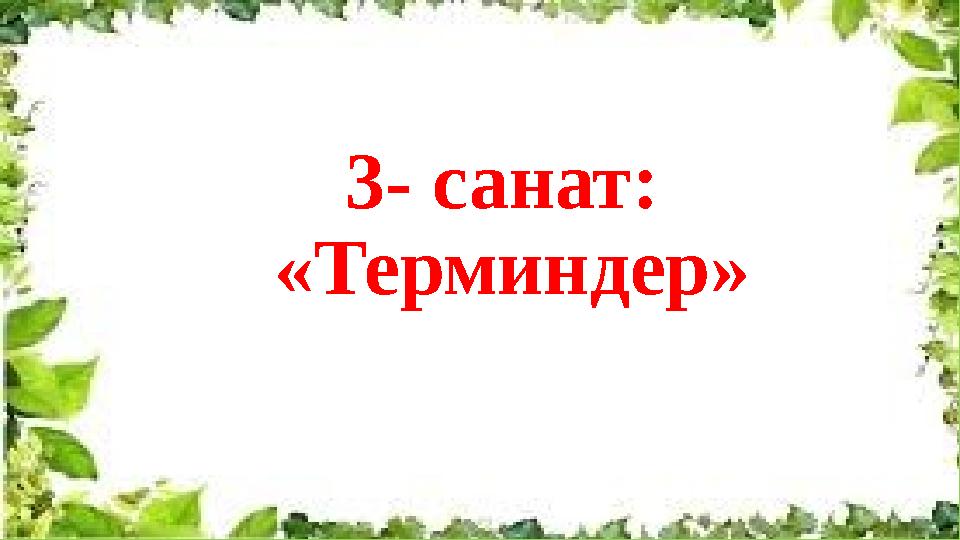 3- санат: «Терминдер»