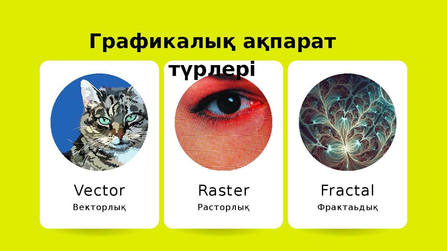 Fractal Фрактаьдық Графикалық ақпарат түрлері Vector Векторлық Raster Расторлық