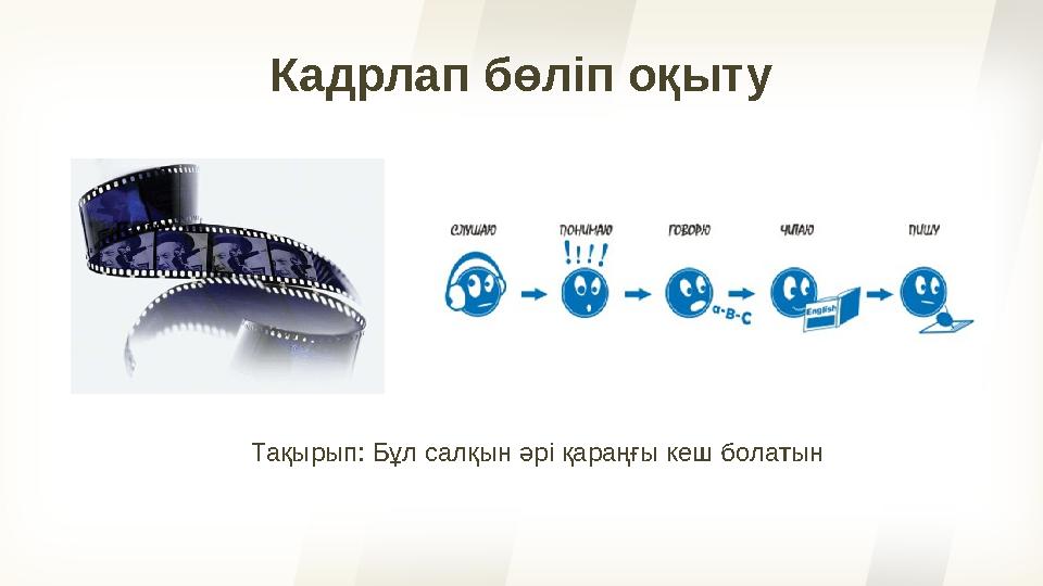 Кадрлап бөліп оқыту Тақырып: Бұл салқын әрі қараңғы кеш болатын