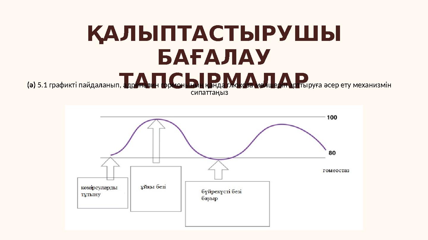 ҚАЛЫПТАСТЫРУШЫ БАҒАЛАУ ТАПСЫРМАЛАР(ә) 5.1 графикті пайдаланып, адреналин гормонының қанда глюкоза мөлшерін арттыруға әсер ету