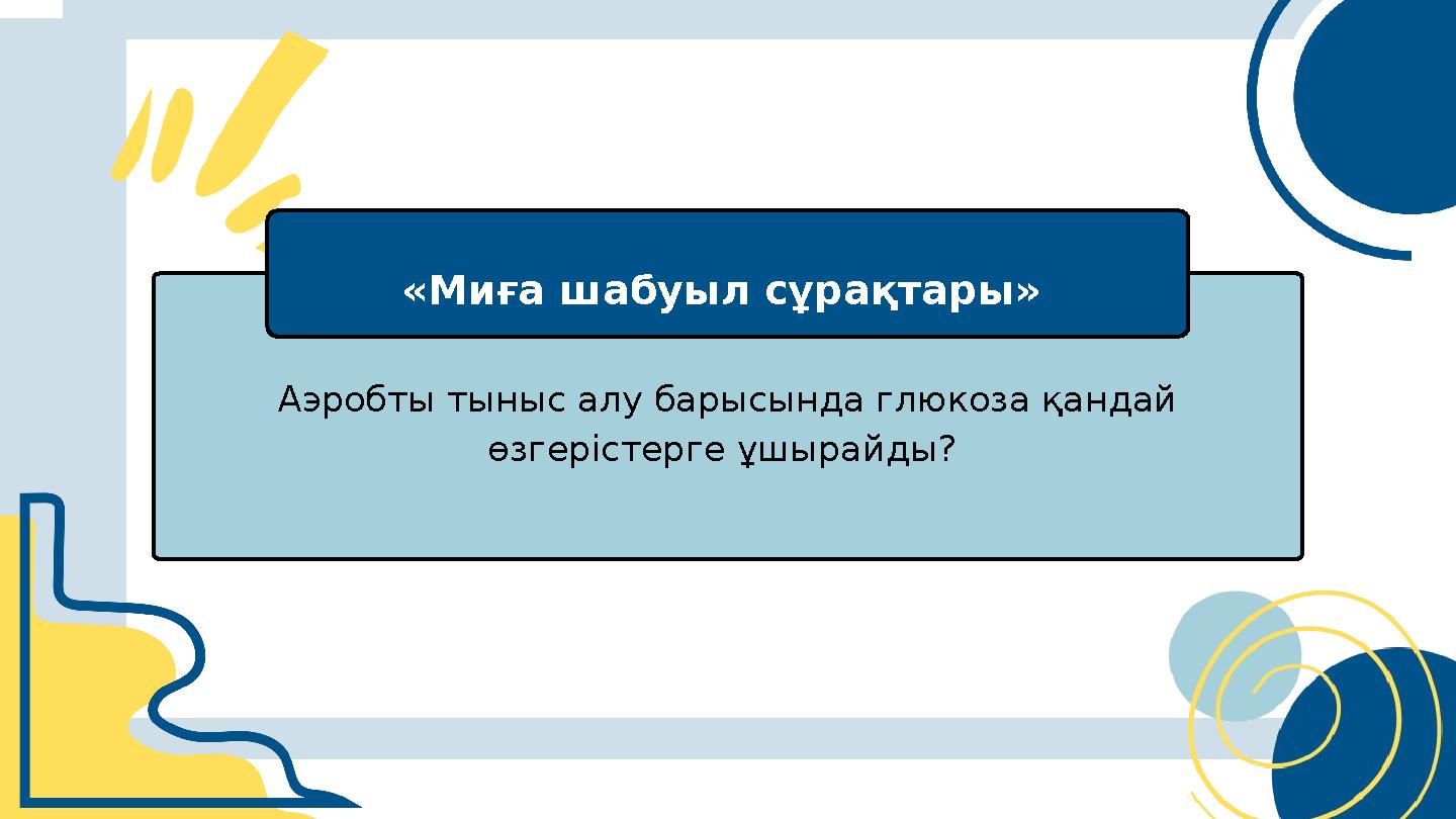 Аэробты тыныс алу барысында глюкоза қандай өзгерістерге ұшырайды? «Миға шабуыл сұрақтары»