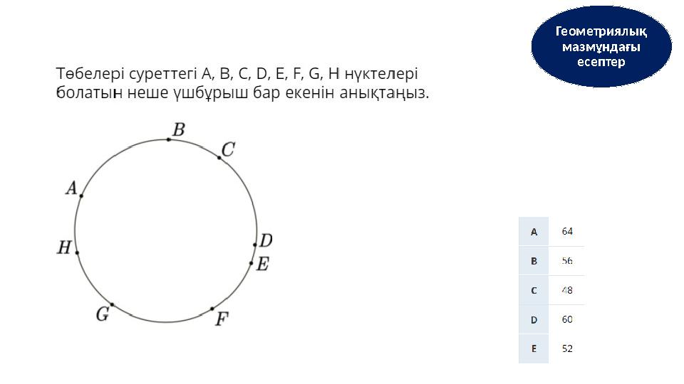 Геометриялық мазмұндағы есептер