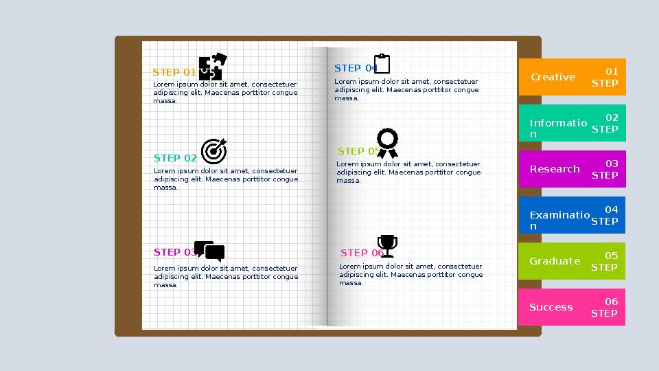 Creative 01 STEP Informatio n 02 STEP Research 03 STEP Examinatio n 04 STEP Graduate 05 STEP Success 06 STEP STEP 01 Lorem ipsum