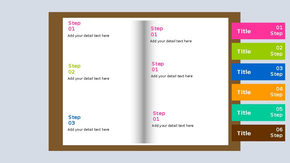Title 01 Step Title 02 Step Title 03 Step Title 04 Step Title 05 Step Title 06 Step Step 01 Add your detail text here Step 02 Ad