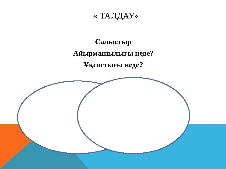 « ТАЛДАУ» Салыстыр Айырмашылығы неде? Ұқсастығы неде?