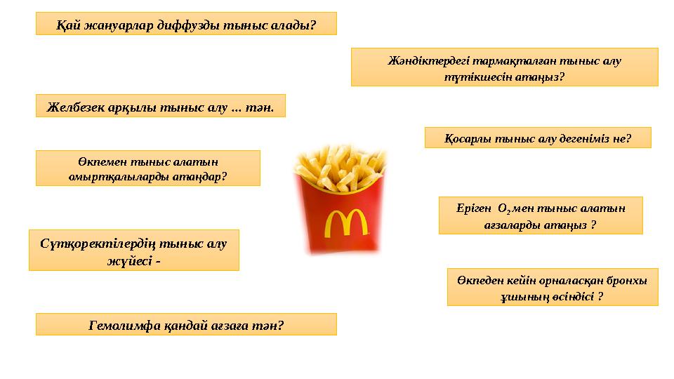 Қай жануарлар диффузды тыныс алады? Желбезек арқылы тыныс алу ... тән. Өкпемен тыныс алатын омыртқалыларды атаңдар? Сүтқоректіл