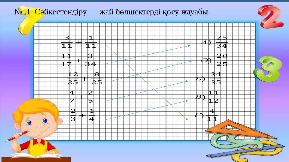 № .1 Сәйкестендіру жай бөлшектерді қосу жауабы